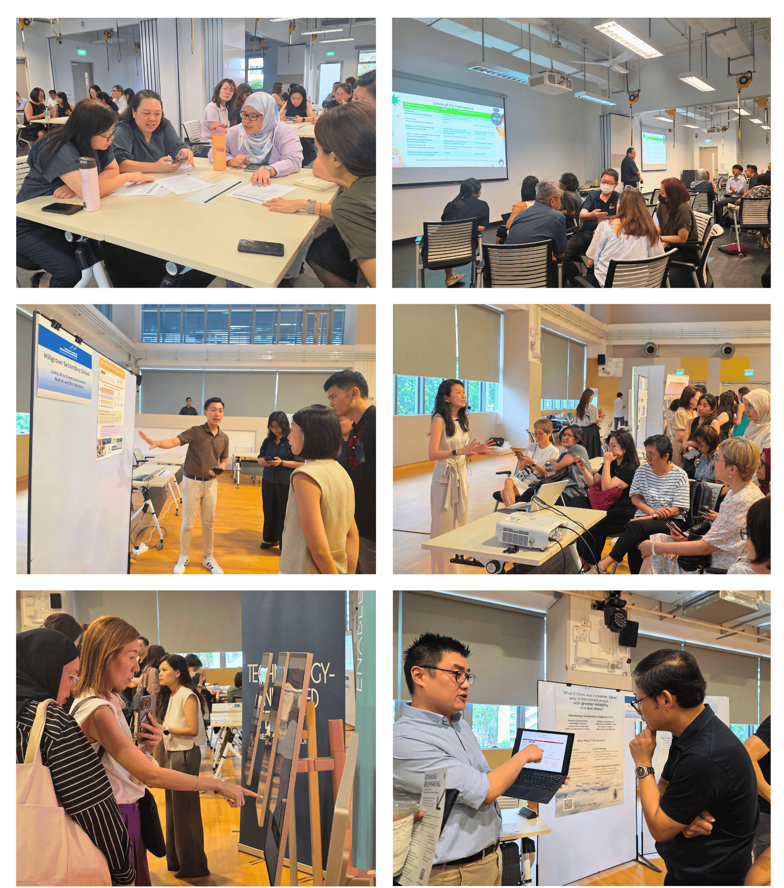 A vibrant scene unfolded as breakout sessions buzzed with active discussions and participants explored insightful exhibits showcasing innovative practices from various institutions during the marketplace segment.